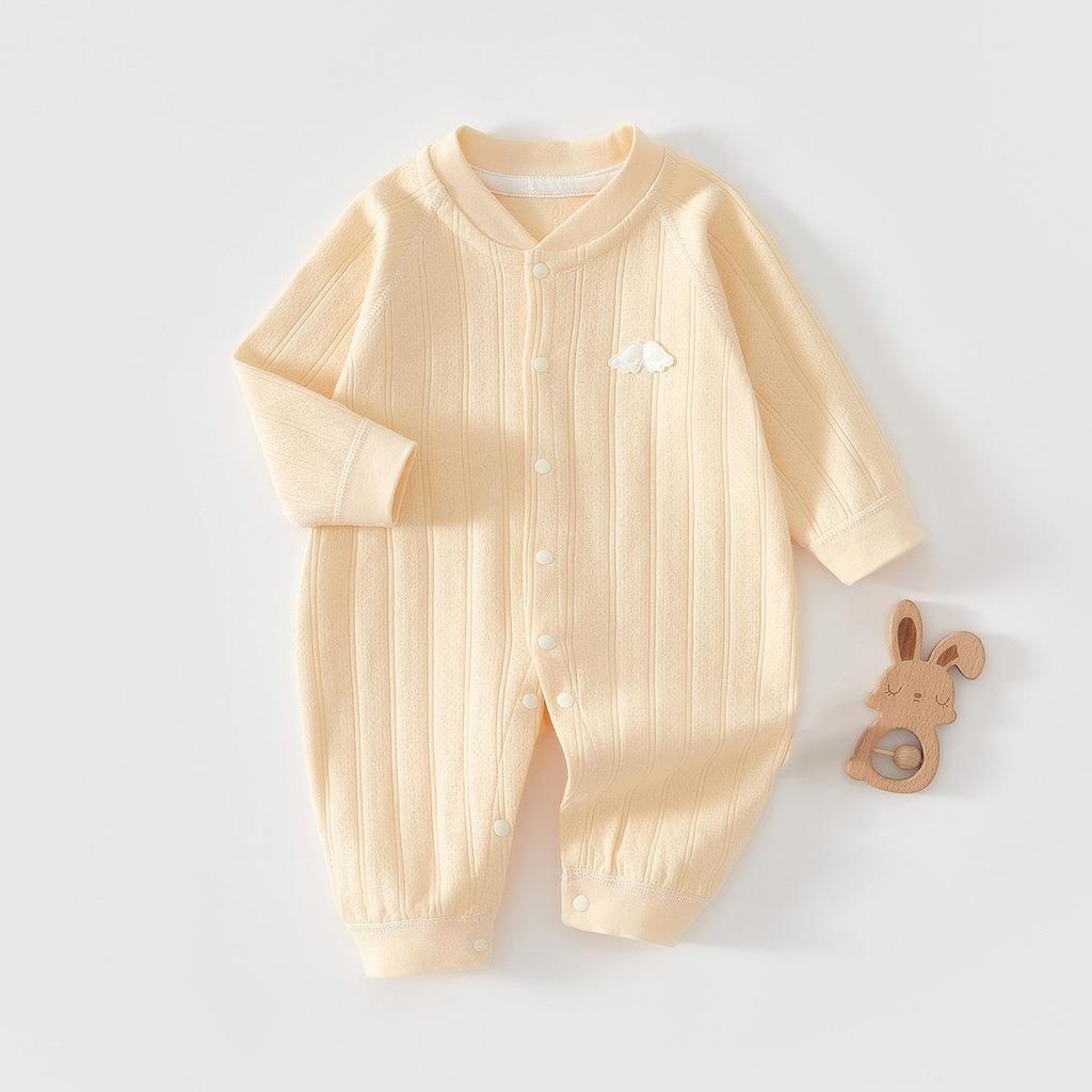 Newborn Pure Cotton Long-Sleeve Jumpsuit for Spring/Autumn - Baby Romper Pajamas for Crawling