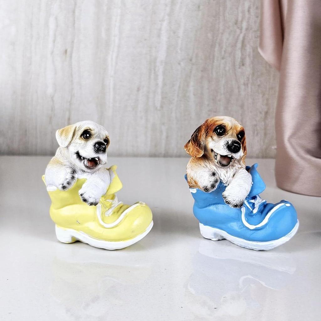 Set (2 Pieces) Dog Miniature Figurines | Decorative Showpiece | Gift for Him/Her, Mother's Day, Home, Bedroom, Living Room,