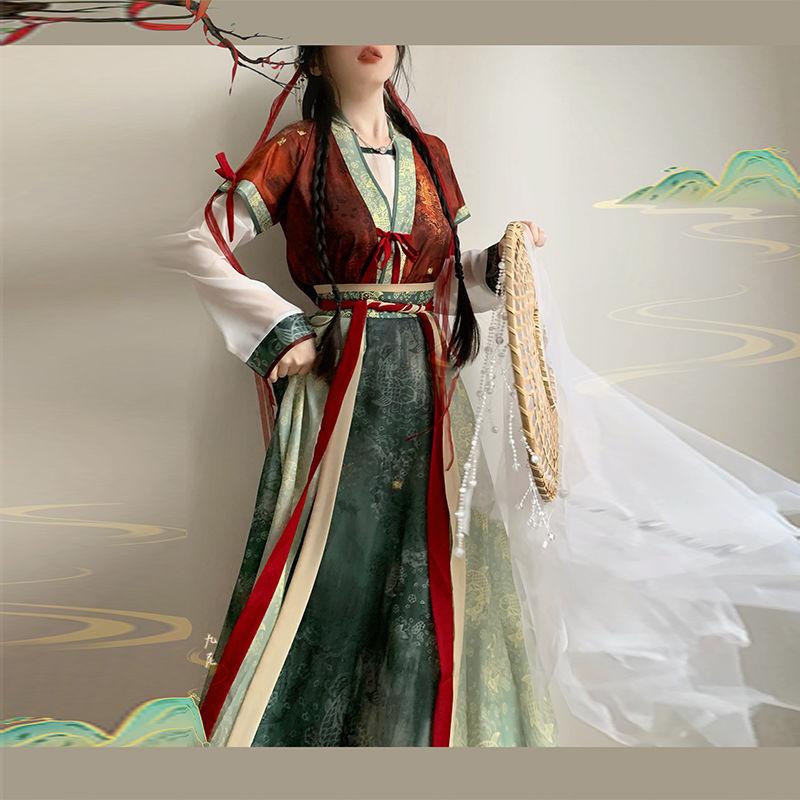 Chinese Tang Dynasty Style Hanfu For Women Tang Bei Zi Waist Skirt Daily Suit