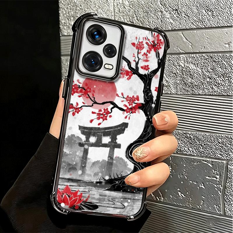 Japanese Minimalist Pine Tree Plating Phone Case For Xiaomi Redmi Note 14 15 Pro Plus 13 12 11 11S 11T 10 9S 9 5G Anti-Fall Aira