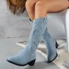 Fashion 2025 Autumn Hot Seller New Large Size Western Cowboy Boots Women Wear Fashion Embroidery Casual Women Shoes Platform Shoes