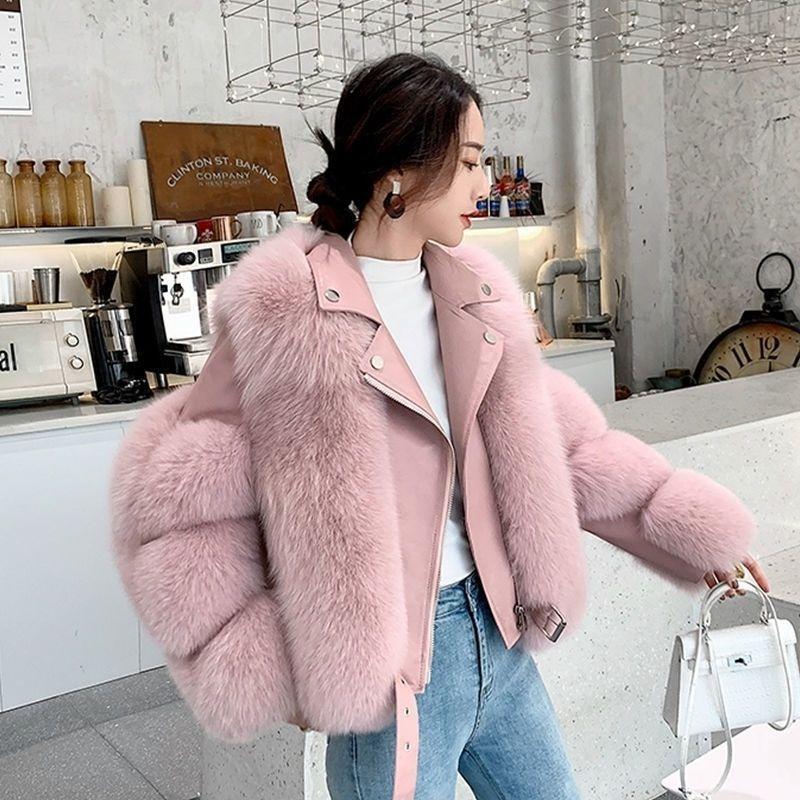 New imitation fox fur imitation coat women's locomotive short thin imitation fur coat