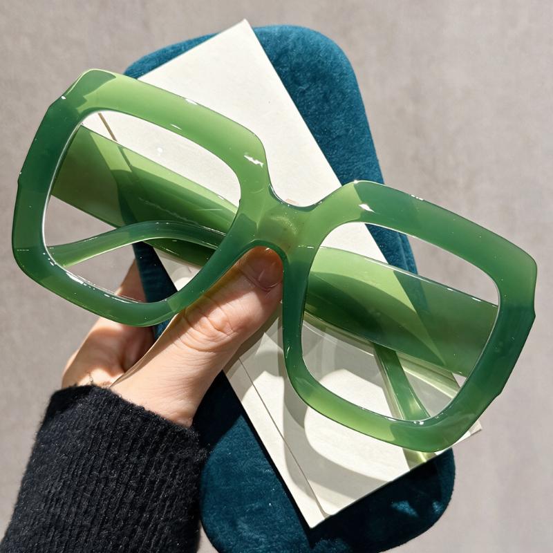 Thick Large Frame Presbyopia Glasses Men's and Women's Stylish Square-Frame Blue Light-Blocking Glasses with Plus Diopters