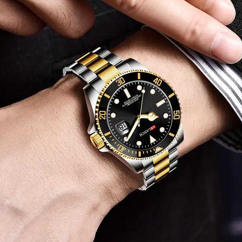 Business Men's Watch Fashion Trend Stainless Steel Green Ghost Diver Series Blue Gradual Gold Classic Men's Quartz Watches