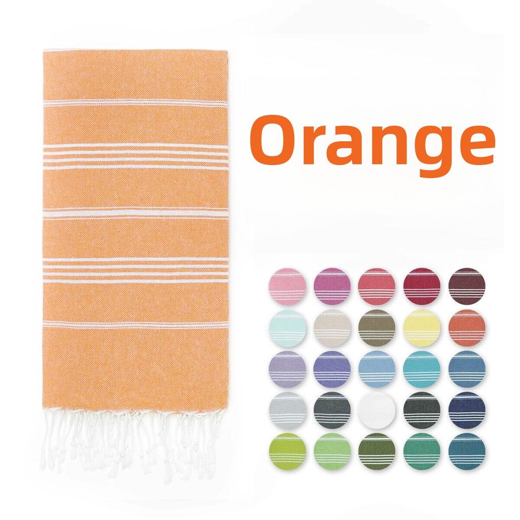 Woven Cotton Blanket Outdoor Blanket Foreign Trade  Beach Towel Color Bath Towel Tassel Striped Polyester Cotton Beach Towel