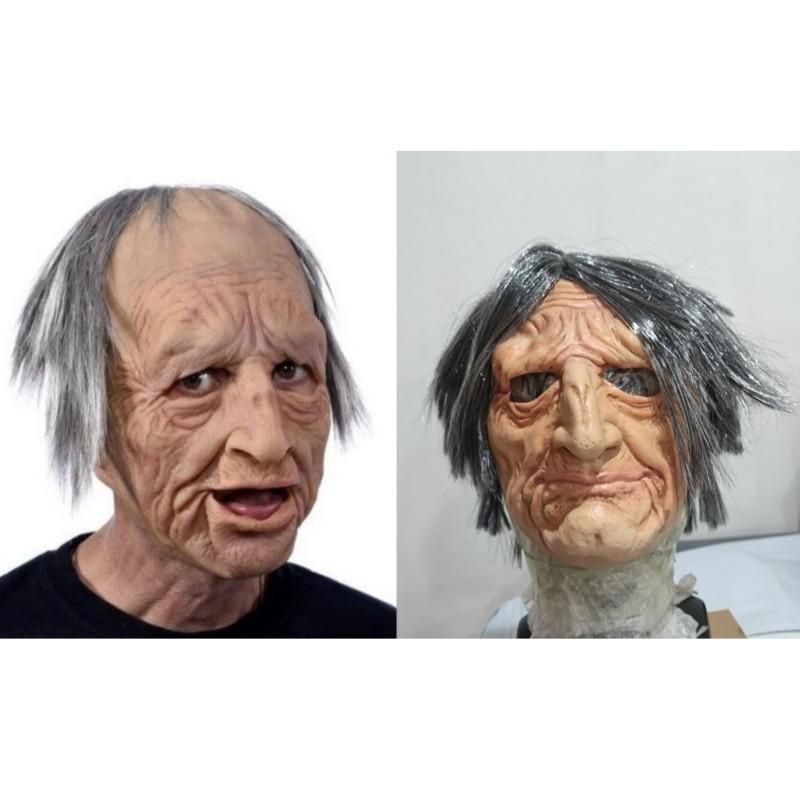 

Halloween new product: Old man mask, old lady headgear costume props, latex bald head cover Short-style grandfather c