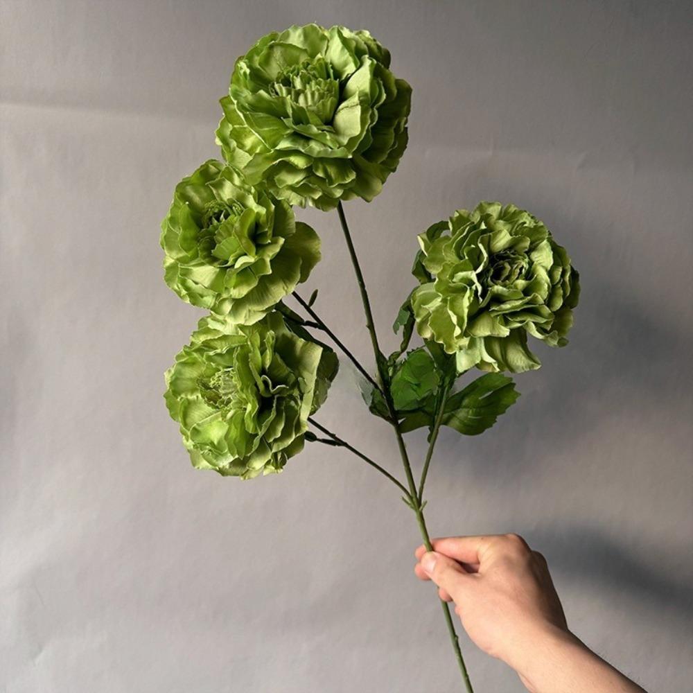4 Heads Large Peony Artificial Flowers Long Branch Faux Silk Flower Wedding Decoration