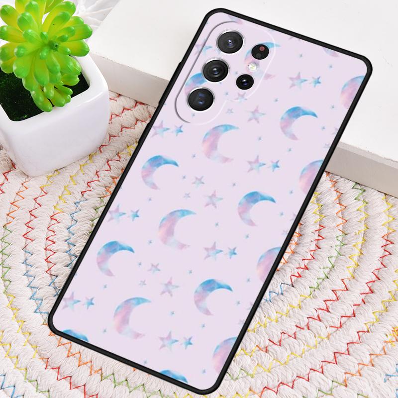 

Moon Stars Pastel Silicone Phone Case For Samsung Galaxy note 10 pro S26 S25 S24 S23 S22 S21 Plus S25Ultra Capa Cover Galaxy S26 Plus