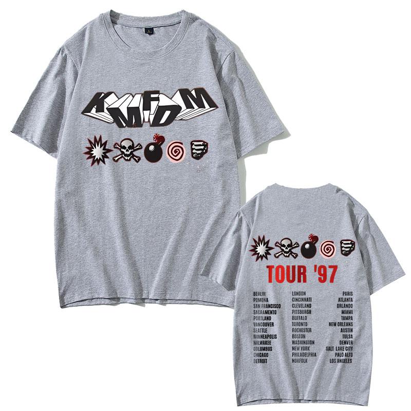 Rock Band Kmfdm Tour 97 Graphic T Shirts Unisex Women Vintage Gothic Punk Tshirt Unsiex Pure Cotton Casual Oversized Short Sleeve