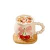 Geprägte Schleife Kirsche Keramiktasse Rosa Mädchenherz Bürotasse Unterglasur Keramiktasse Souvenir