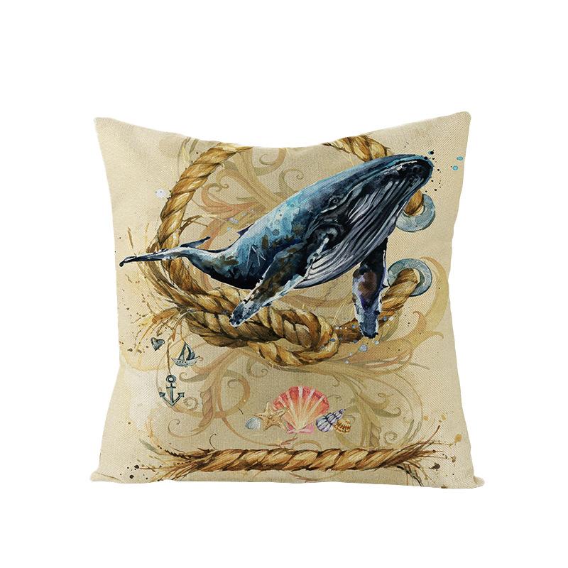 Home Marine Life Polyester Printed Pillow Case Combination Car Pillow Cushion Cover