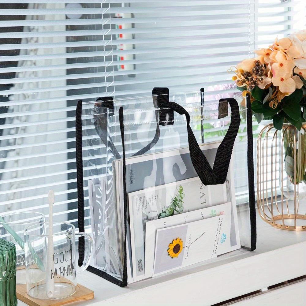 4pcs Clear Tote Bags Large Clear Plastic Tote Bag with Handles for Work Sports Stadium Beach Birthday Handbag Wrapping Bags