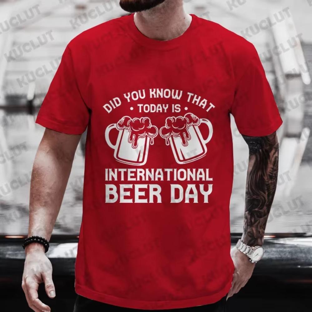 Beer DAY Fashion Graphic Men's T-shirts Funny Clothes Plus Size Matching Shirts Outfit Streetwear Y2k Clothes Short Sleeve Tees