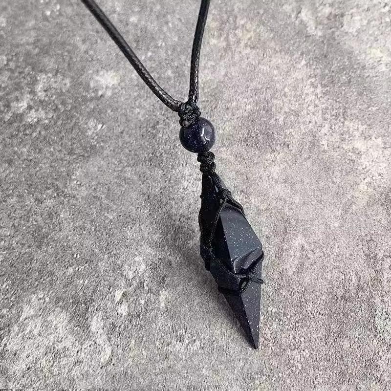 Unisex Starry Sky Obsidian Pendant Necklace - Trendy Couple Gift