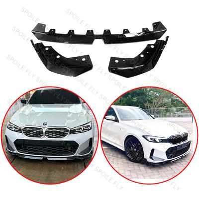 For BMW 3 Series G20 G28 New Model 320 325 330 Lci 2026+ MP Style 3/Pcs Front Lip Bumper Spoiler Glossy Black Carbon Fiber Look