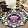 1PC Mandala Art Office Round Rug, Non slip, Soft and Durable Office Rug for Interior Decoration, Perfect for Office