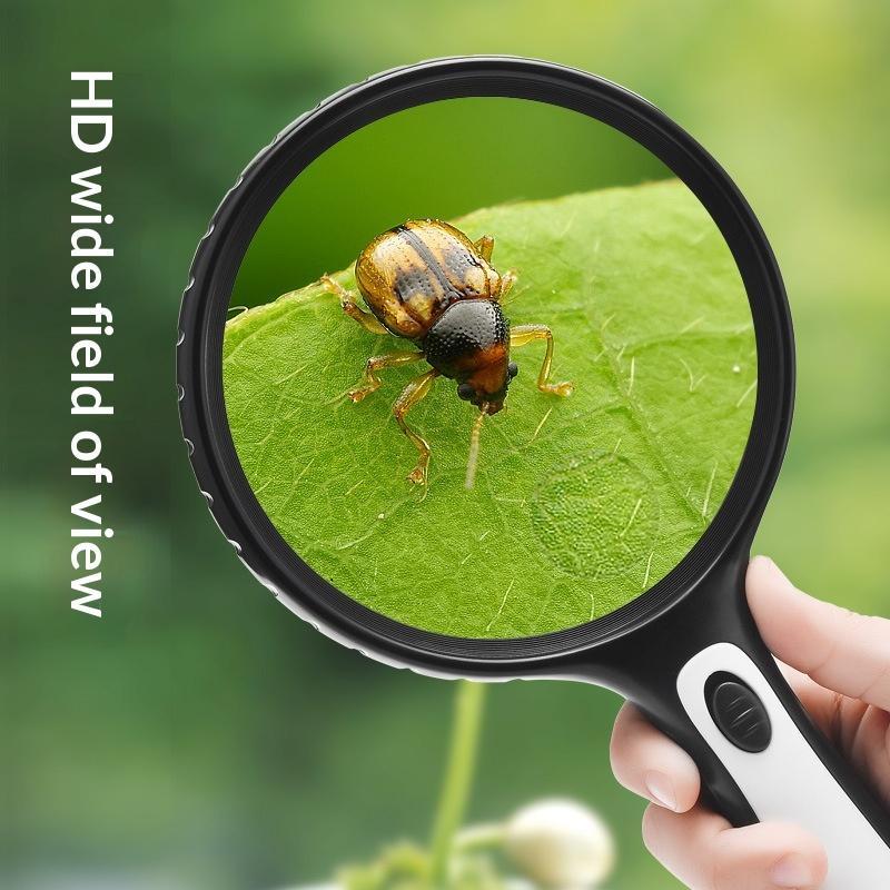 Large Lens Illuminated Handheld Magnifying Glass High Brightness Light Durable ABS Frame Reading Aid for Elderly Gift Option