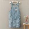 Japan Floral Sleeveless Aprons Women Household Lace Up Pinafore Cooking Cleaning Uniform Breathable Anti-fouling Wear-resistant