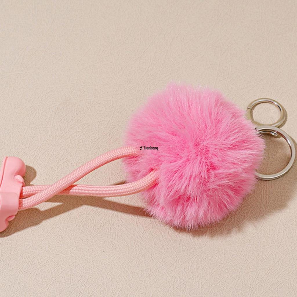 Plush Imitation Mink Soot Sprite Keychain with Metal Pendant