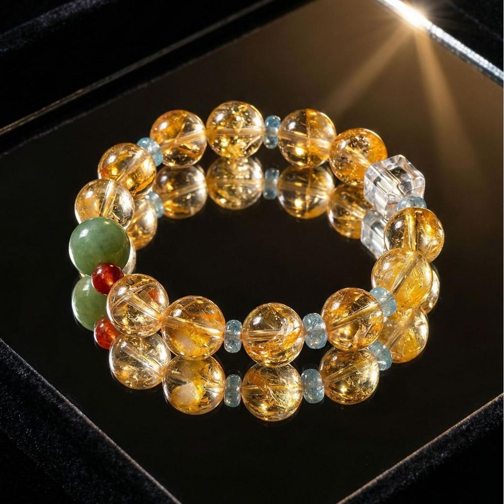 Osmanthus tea natural yellow crystal, white crystal sugar cube, original crystal bracelet, gold-enhancing, fresh and simple jewelry