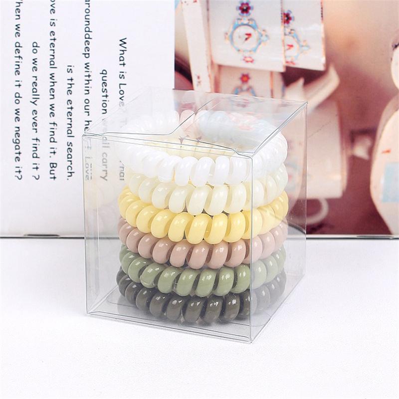 6Pcs/Set Fashion Matt Solid Telephone Wire Elastic Hair Band Frosted Spiral Cord Rubber Band Hair Tie Stretch Head Band Gum