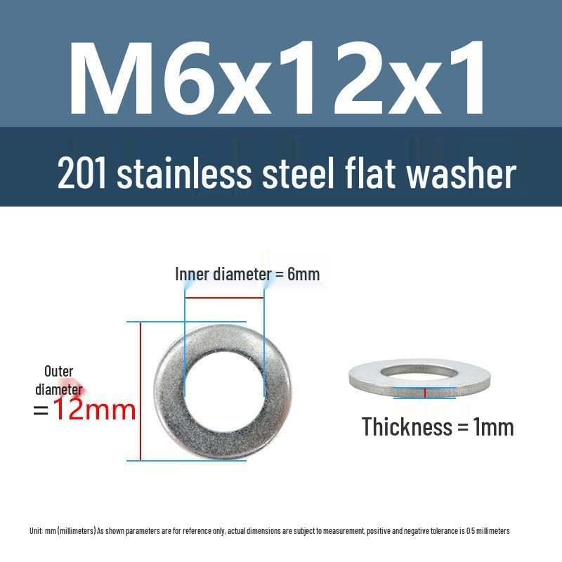 Yigu Oversized Thickened 201 Stainless Steel Flat Washers for M3, M4, M5 Industrial Use