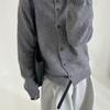Women's High-Neck White Long-Sleeve Loose Knit Cardigan Sweater Top