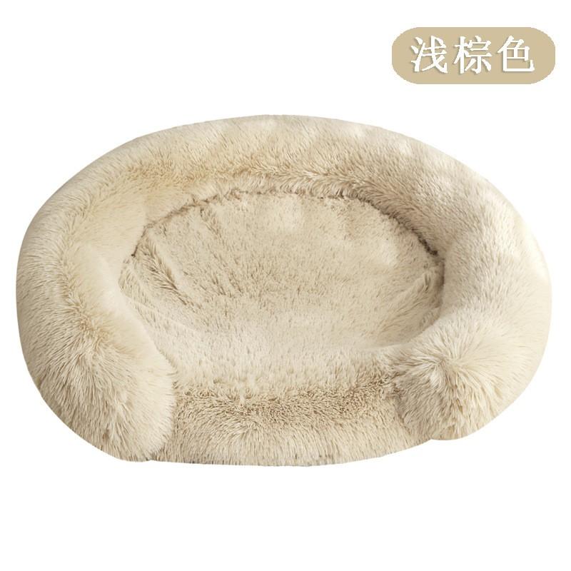 Plush Round Pet Bed Dogs Cats Winter Warm Nest Soft Fleece Dog Sleeping Mat Indoor Comfortable Resting
