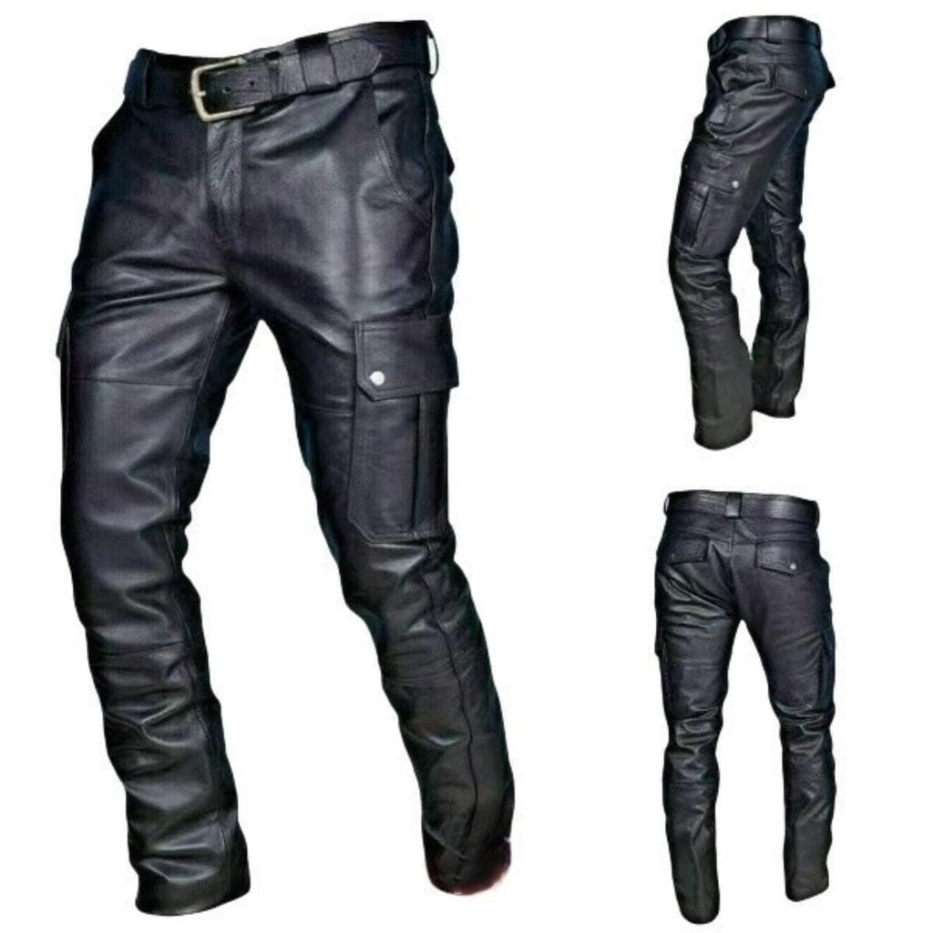 JKQYYSG Erkek Deri Pantolon, Erkek, Motosiklet, Uzun Boy, Biker Pantolon, Sahte, Büyük Beden, Bahar,