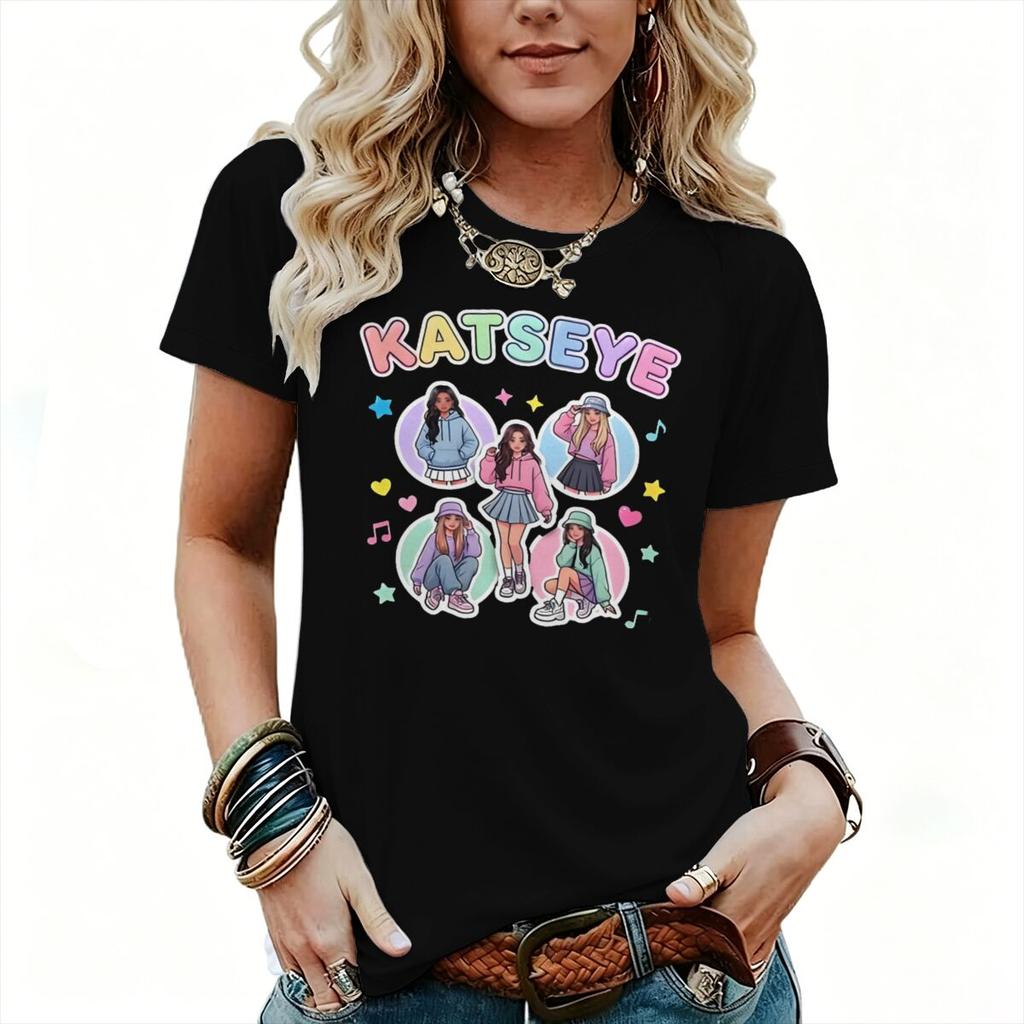 Vintage Katseye Tshirt Unisex Unisex 90s Fashion Tees Shirt Korean Ulzzang Short Sleeve Tshirts For Fan Gifts