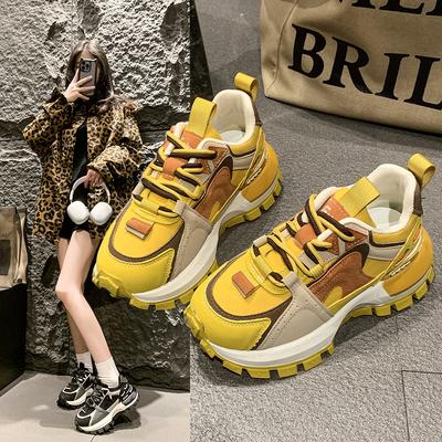 Europejskie produkty popularny sportowy dobór kolorów buty typu dad shoes damskie nowe modele wiosna i jesień 2025 pokazują stopy małe wszechstronne casual Forrest Gump s