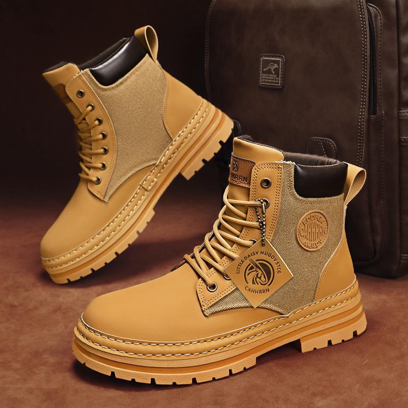 Autumn high-top rhubarb boots men's outdoor Martin boots thick-soled heightening tooling boots casual men's boots 2025 new