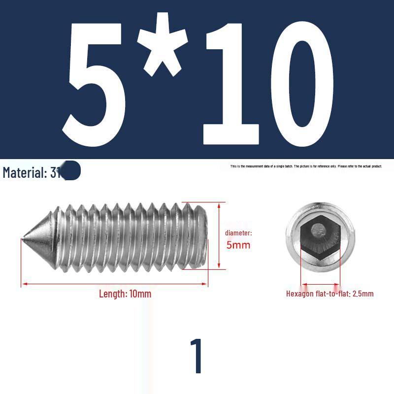12.9 Edelstahl 304 Innensechskant Kegelspitze Gewindestift M2/M3
