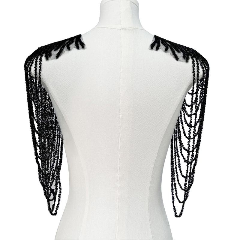 1 Pair Sequined Beaded Uniform Epaulets Party Costume Epaulettes Glittering Shoulder Wrap Epaulet for Stage Performances