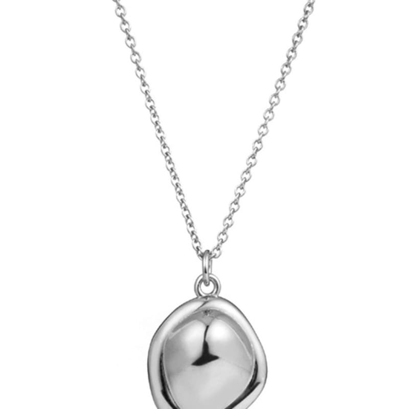 Invisible Collage BOLD ROUNDED CAP NECKLACE_SILVER