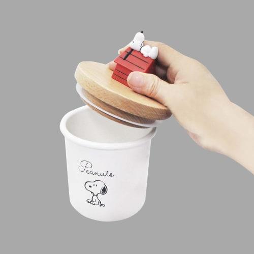 Skater ENC8D-A Enamel Canister with Wooden Lid and Mascot, 750ml, Storage Container, Snoopy