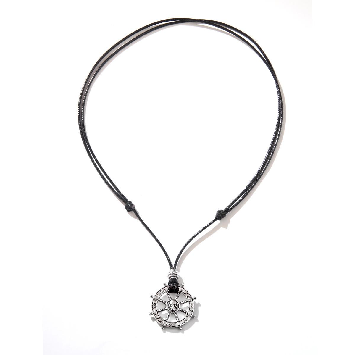 

JMXD Vintage Wheel of Life Compass Ship Wheel Round Disk Skull Nordic Mythology Symbols Necklace Set Vintage Jewelry Nordic Style Statement