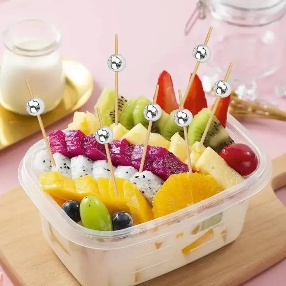 100pcs Versatile Bamboo Food Picks Disposable Dessert Sticks Toothpick Skewer  Cake Dessert