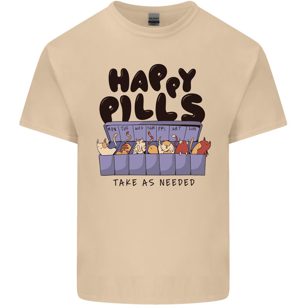 Cats Happy Pills Funny Feline Unisexs Light Cotton TShirt