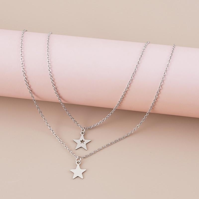 2/3 Pieces Retro Vintage Star Charm Necklace Birthday Gifts Friendship Chain Necklace with Message Card Jewelry Present