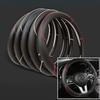 Anti Slip Steering Wheel Cover Leather Red Blue Strip Trim Steer Wheel Protector Breathable Steering Cover for Fits 37.5-38cm