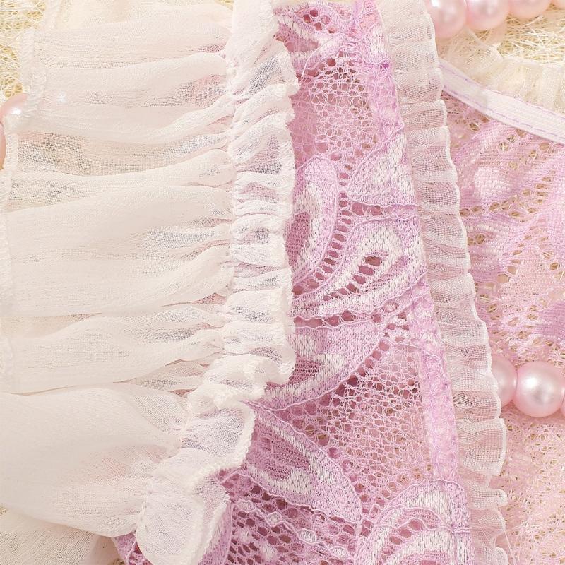 Newborn Photography Lace Dress Set Baby Girls Photo Shoot Costume Polyester Fabric With Floral Texture 0-1 Month Photoshoot Accessory