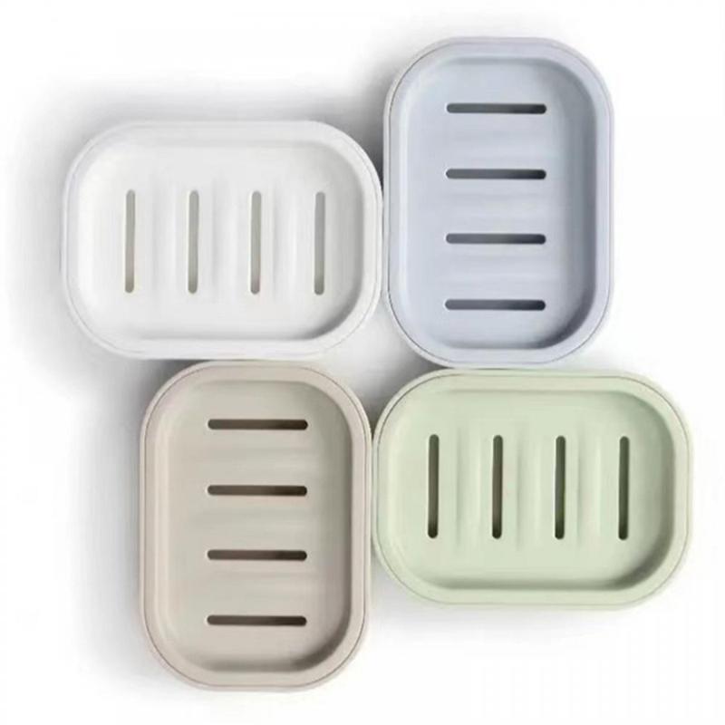 Portable Soap Tray, Double-layer Plastic Box, Household Bathroom Drain Tray, Bathroom Soap Box with Lid