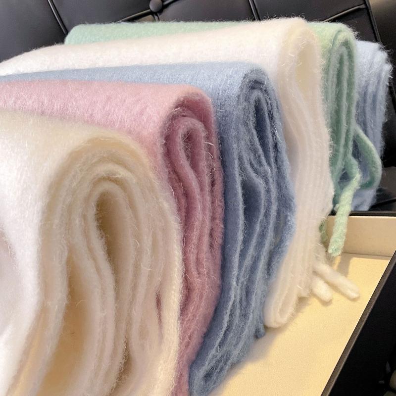 Winter Scarf Women Luxury Autumn Winter Cashmere Scarf Thickened Warm Shawl Classic Tassels Fluffy Scarf Solid Color Soft Shawl