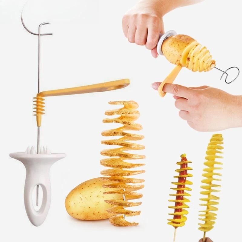 Spiral Potato Cutter Twisted Slice Potato Tower Whirlwind Potato Cut Diy Creative Fruit And Vegetable Spiral Slicer For Kitchen