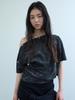 Uusoo Oversized Cotton Shoulder-Snap T-Shirt_ Black Camo