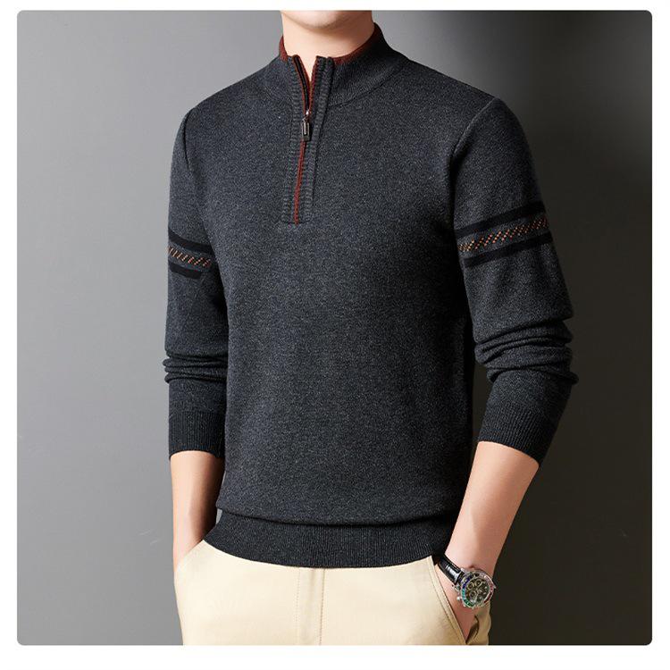 Men's Half-Zip Thick Knit Sweater – Stylish Autumn/Winter Casual Business Base Layer