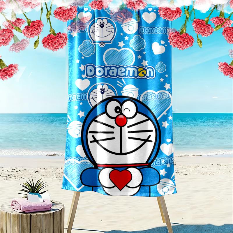 Blue Cat Anime Print Beach Towel, Large Soft Quick Dry Towel for Beach Camping Swimming