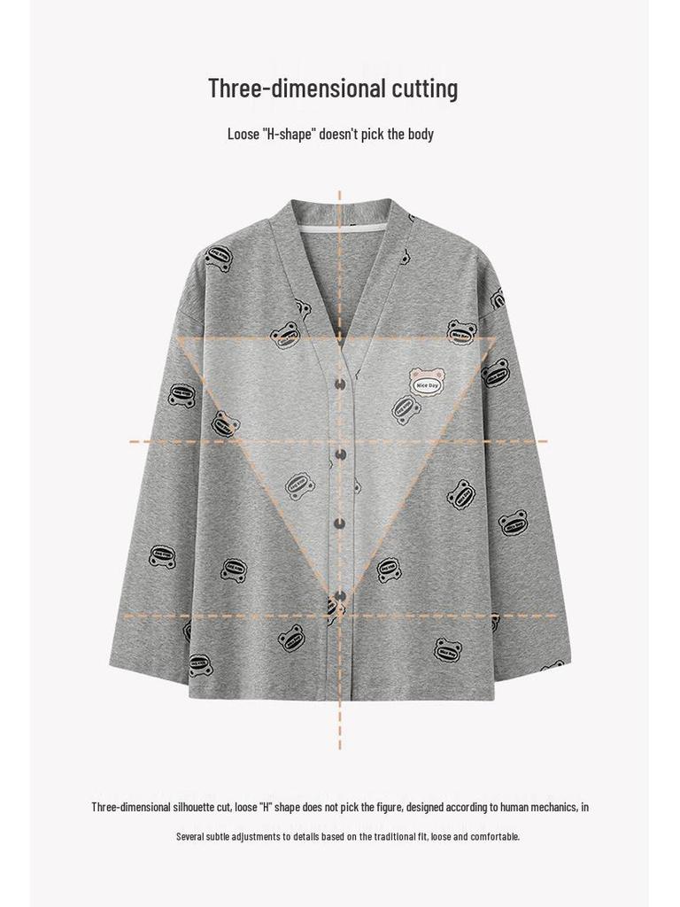 Women's Spring/Autumn Pure Cotton Floral Pajama Set - Long Sleeve, Casual, Home Wear, 2025 Edition