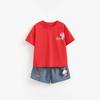 Childrens Summer T Shirt And Denim Shorts Set For Girls Cotton Casual Outfit For Kids